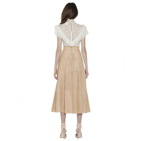 NWT Alice + Olivia Beth Lace Ruffle High Neck Top - Picture 4 of 6